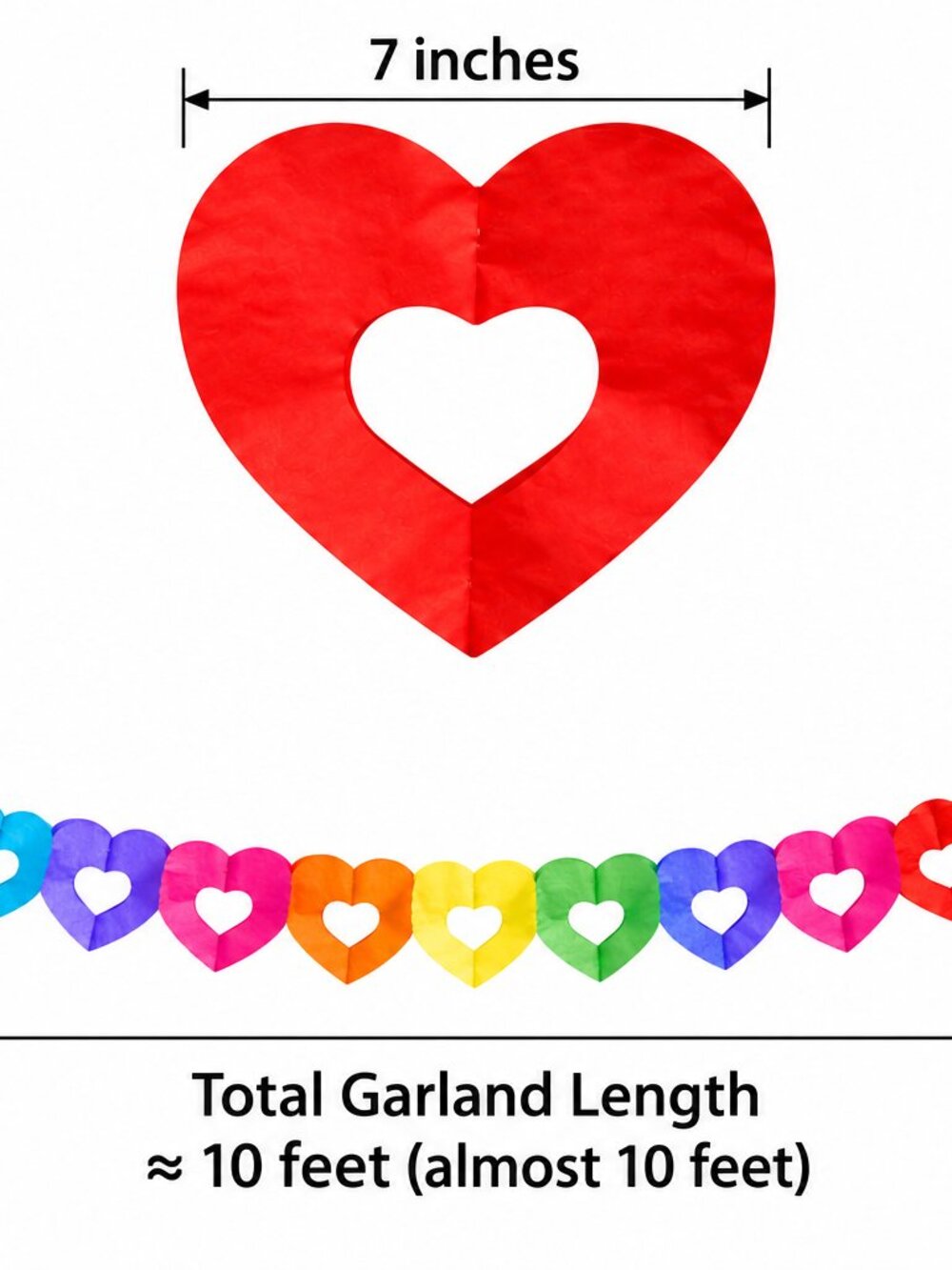 Rainbow Heart Garland – 8 Pack